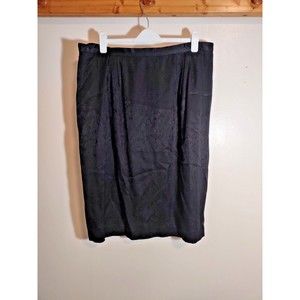 Adrianna Papell Women's 22 Black Paisley Silk Skirt Vintage Lined Art to Wear